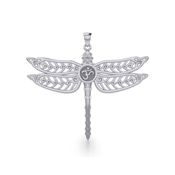 The Celtic Dragonfly with Om Symbol Silver Pendant TPD5384 - Jewelry
